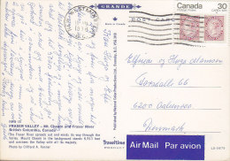 Canada PPC Fraser Valley "AIR MAIL Par Avion" Label NEW WESTMINSTER B. C. 1978 To AABENRAA Denmark (2 Scans) - Aéreo