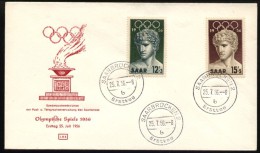 Saarland Mi.N° 371/72 Olympische Sommerspiele  1956 Auf FDC , In Einwandfreier Erhaltung - Lettres & Documents