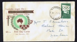 1955  Melbourne Olympic Games 2/-  Dark Green   Royal Cachet - FDC
