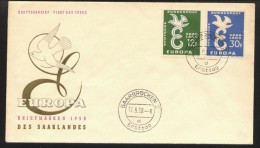 Mi.N° 439/40 Europamarken Von 1958 Auf FDC Mit Inschrift: Europa Briefmarken 1958 - Covers & Documents