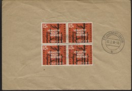 Saarland Mi.N° 431 Als Viererblock Verhütet Waldbrände Auf Brief Nicht Gelaufen., Der Brief Ist Abgestempelt Am 7.3.1958 - Storia Postale