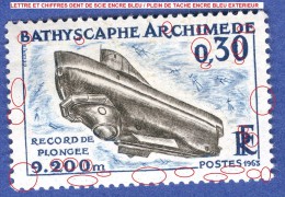 1963  N° 1368  BATHYSCAPHE  ARCHIMÈDE  NEUF * DOS GOMME DÉFECTUEUX - Unused Stamps
