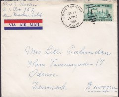 United States "VIA AIR MAIL" Label SAN MARTIN 1950 Cover Lettre ODENSE Denmark Tuberculosis Christmas Seal (2 Scans) - 2c. 1941-1960 Covers