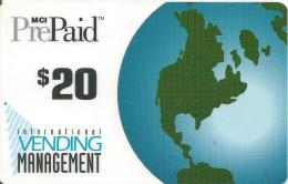 CARTE-PREPAYEE-USA-MCI-20$-VENDING MANAGEMENT- GR ATTE- TBE - Andere & Zonder Classificatie