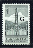 1953  Pacific Coast Indian Totem Overprinted «G» Sc O32  MNH - Surchargés