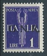 1944 RSI GNR BRESCIA POSTA AEREA 1 LIRA VARIETà PUNTO GROSSO LETTERA R MNH ** S1 - Posta Aerea