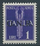 1944 RSI GNR BRESCIA POSTA AEREA 1 LIRA MNH ** - S1-7 - Luftpost