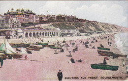 Edwardian Postcard Shelters & Front Bournemouth Dorset Beach Sand Boats Sea 1910 - Bournemouth (until 1972)