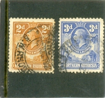 1925 RHODESIE DU NORD Y & T N° 4 - 5 ( O ) 2d - 3d - Nordrhodesien (...-1963)