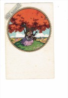 Carte ILLUSTRATEUR CASTELLI Fillette Et Garçon Sous Un Arbre Musique Guitare Romantisme DEGAMI 1066 - Italie - - Castelli