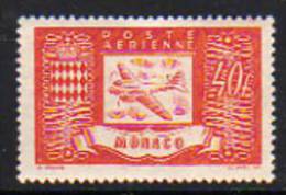 Monaco PA  N° 15 XX  Avion Et Armoiries : 40 F. Rouge TB - Poste Aérienne