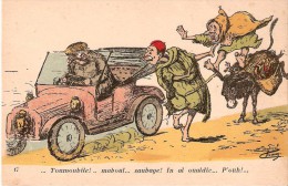 ALGÉRIE - AUTOMOBILE - HUMOUR ETHNIQUE : TOUMOUBILE ! MABOUL SAUVAGE ! CPA Colorisée, Signée L. CHAGNY. - Chagny