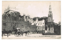 RB 1030 - Early Postcard - Horse Taxi - Balliol College & Martyrs Memorial - Oxford - Oxford