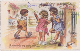 Cpa,authentique Germaine Bouret,illustratrice Cotée,plein De Talent,la Bonne Année ,humour  Enfants,mariage,main Et Pied - Bouret, Germaine