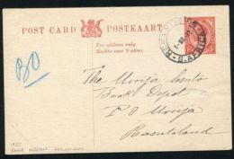 SOUTH AFRICA USED ABROAD BASUTOLAND STATIONERY ROMA MISSION 1922 - Storia Postale