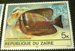 Zaire 1980 Tropical Fish Zebrasoma Veliferum 5k - Mint - Ungebraucht