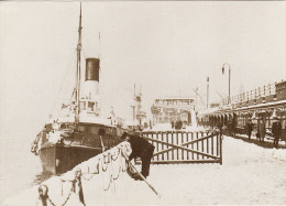 Ship Postcard Liverpool Landing Stage In The Snow 1910 Edwardian Lancashire Tug - Tugboats