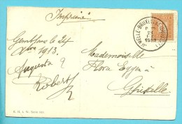 108 Op Kaart Met Treinstempel (Ambulant) JEMELLE-BRUXELLES (BRUSSEL) - Bahnpoststempel