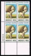 Plate Block -1971 USA American Wool Industry Stamp #1423 Sheep Fauna Ewe Lamb - Números De Placas