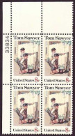 Plate Block -1972 USA Tom Sawyer Stamp #1470 Apple Folklore Book Mark Twain Famous American - Números De Placas