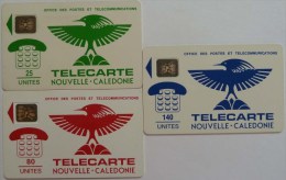 New Caledonia - Set Of 3 - Schlumberger - 25, 80 & 140 Units - Used - Nueva Caledonia