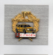 Pin´s  Double  Moule, Automobile  Citroën  Jaune, 1 Er Rallye  PARIS - PEKIN  1992  Signé  Arthus  Bertrand - Arthus Bertrand