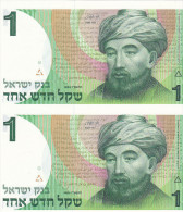 Israel - 2x 1 Shequel (uncut Notes FDC, UNC) - Israël