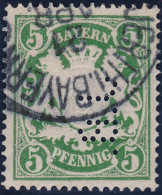 DE BAYERN Perfin "JB" #8 J. Bach (Lina Bach) Spiegelfabrik Fürth - Oblitérés