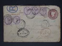 GRANDE BRETAGNE- ENTIER POSTAL RECOMMANDE D UN NEGOCIANT EN TIMBRES POSTES DE ROCHESTER POUR LA FRANCE 1894  LOT P3205 - Lettres & Documents