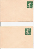 FRANCE 2 Entier Postal Enveloppe 5 C Vert Type Semeuse Camee Sur Papier Vergé Et Papier Ordinaire  Dates 152 Et 225 - Standard- Und TSC-Briefe (vor 1995)