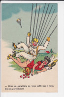 CPA  PARACHUTE PARACHUTISME ATTERRISSANT SUR JEUNE FEMME HUMOUR - Parachutting