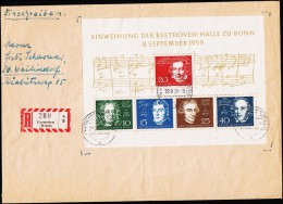 1959. Beethoven. Block. GERSTETTEN (WÜRTT) 29. 9. 59. R.  (Michel: 315 - 319) - JF220787 - Autres & Non Classés