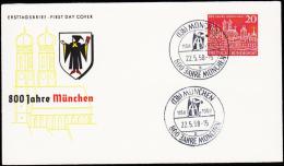 1958. 800 Jahre München. 20 Pf. FDC MÜNCHEN 22.5.58. (Michel: 289) - JF220797 - Other & Unclassified