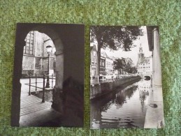 2 Cartes Photos GOUDA. Noire Et Blanc Glacées. Très Bon Etat.Années 60.  Hollande. Pas Circulé. Canal Voitures. - Gouda