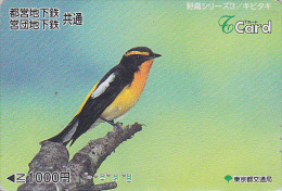 Carte Japon - Animal - Série Oiseaux 3/3 - OISEAU GOBEMOUCHE NARCISSE - FLYCATCHER BIRD Japan T Card  - Vogel - 3913 - Sperlingsvögel & Singvögel