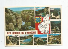 Cp , Carte Géographique , Les Gorges De L'ARDECHE , Voyagée 1986 , Ed : Cellard 70914 - Landkarten