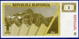 SLOVENIE SLOVENIJA - 1 BILLET 1 TOLAR NEUF PAPIER MONNAIE EUROPE BANQUE 1990 N° AB 90970500 - Slowenien