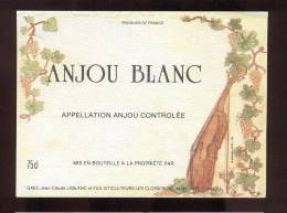 Etiquette De Vin - Anjou Blanc - Leblanc à Faye D´Anjou (49)-  Ilustrateur  J. Guibert - Thème Musique (violon) - Music