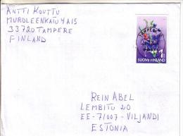 GOOD FINLAND Postal Cover To ESTONIA 2014 - Good Stamped: Flower / Fruits - Brieven En Documenten