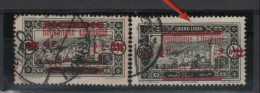 2 Timbres Du Grand Liban Oblitéré Variété N° 119 " Surcharge Rouge Déplacée Grand Liban Souligné Au Lieu De Barré  " - Usados