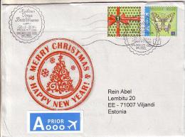 GOOD BELGIUM Postal Cover To ESTONIA 2014 - Good Stamped: Christmas ; Butterfly - Brieven En Documenten