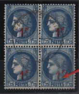 Timbres France Bloc De 4 Oblitéré N° 486 Variété " 1 Timbre Avec Surcharge Rose Au Lieu De Rouge Dans Bloc De 4 - Used Stamps