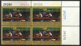 Plate Block -1967 USA Thomas Eakins Stamp Sc#1335 "The Biglin Brothers Racing" Painter Boat Ship - Numéros De Planches