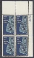 Plate Block -1967 USA Urban Planning Stamp Sc#1333 City Map Architecture - Números De Placas