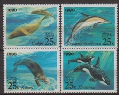 Russia.1990 Whales.Dolphin 4v. Michel.6130-33. MNH 20953 - Baleines