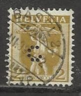 HELVETIA , SUISSE , 2 C , Perforé Perfin : " C " , 1907 - 1917 , N° Y&T 113 - Perfin