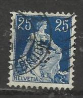 HELVETIA , SUISSE , 25 C , Perforé Perfin : " C " , 1907 - 1917 , N° Y&T 120 - Gezähnt (perforiert)