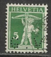 HELVETIA , SUISSE , 5 C , Perforé Perfin : " G . V " , 1910 , N° Y&T 136 - Gezähnt (perforiert)