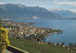 Ph-CPSM Suisse De Chardonne Vue Sur Vevey (VD Vaud) La Tour De Peilz Et Les Alpes Vaudoises - Chardonne