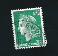 N° 1536A  Marianne De Cheffer 0,30 Vert France  Oblitéré  1967-69 - 1967-1970 Marianna Di Cheffer